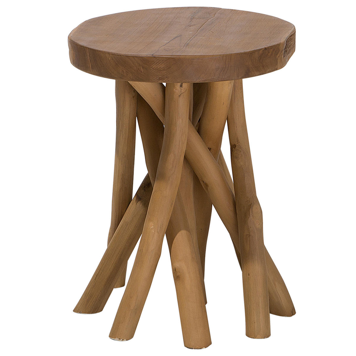 BEISTELLTISCH Teakholz braun rund Merritt - Hellbraun/Dunkelbraun, Holz (33/36/45cm) - Beliani