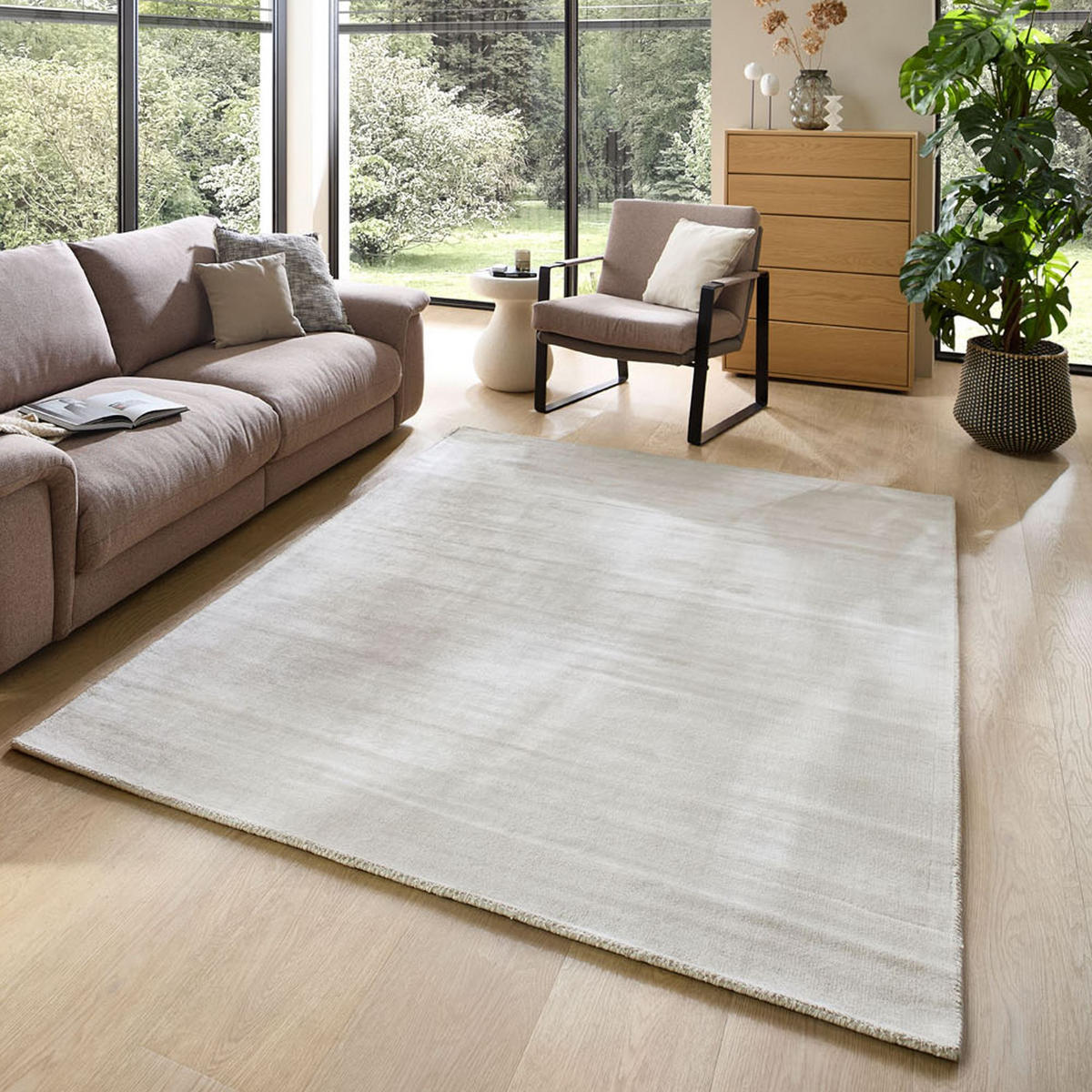 VISKOSETEPPICH Star 190x290 cm - Creme, Textil (190/290cm) - THEKO