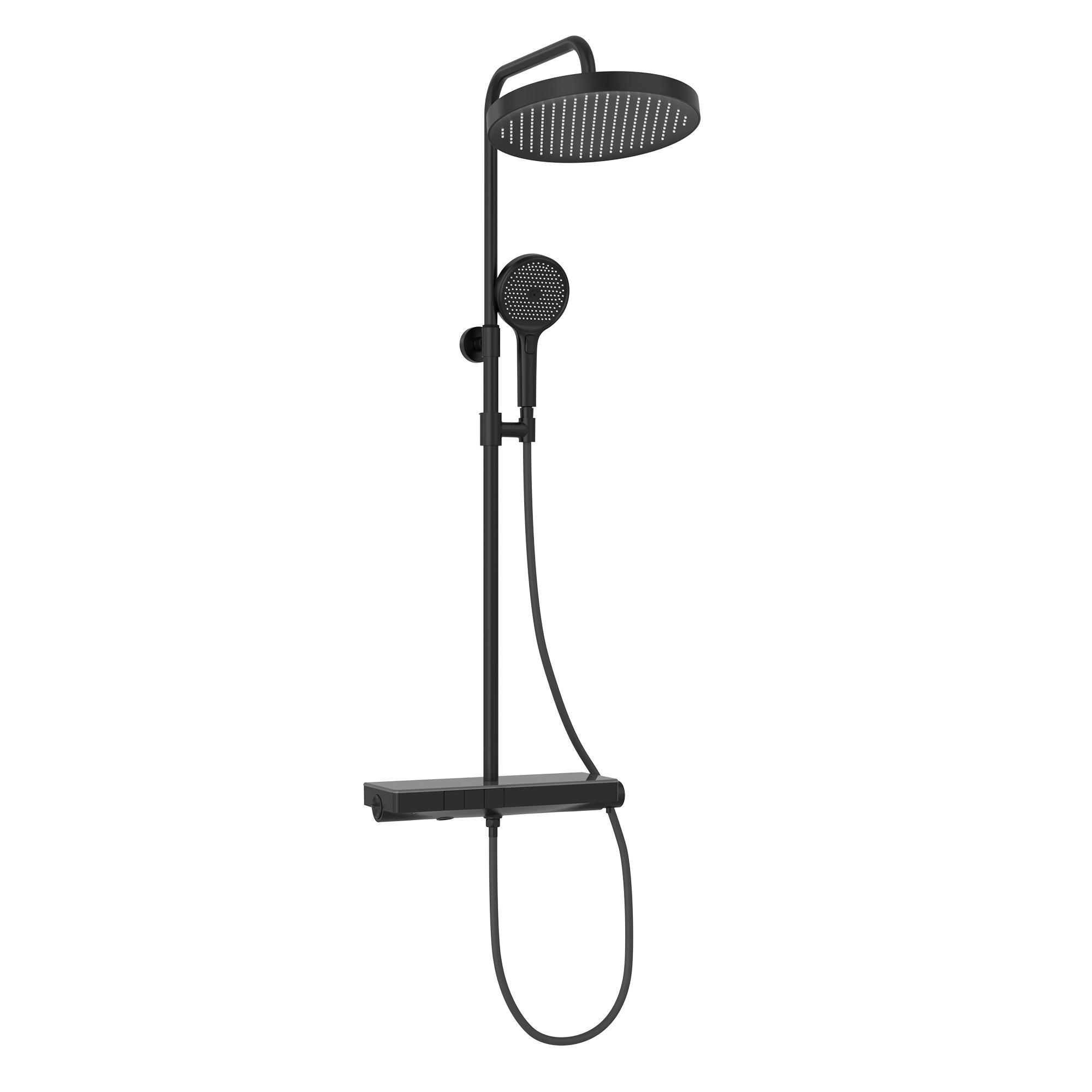 ÜBERKOPFBRAUSESET mit Thermostat, Schwarz - Schwarz, Metall (13.5/106/44.6cm) - EMKE