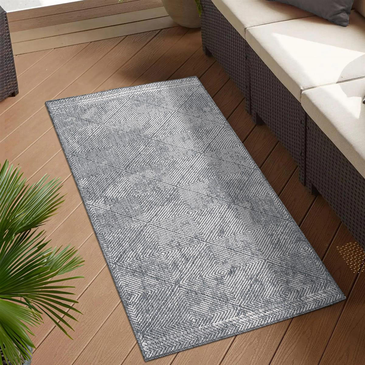 OUTDOOR-TEPPICH DuoRug 5845 Grau 80x150 cm - Grau, Textil (80/150cm) - carpet city