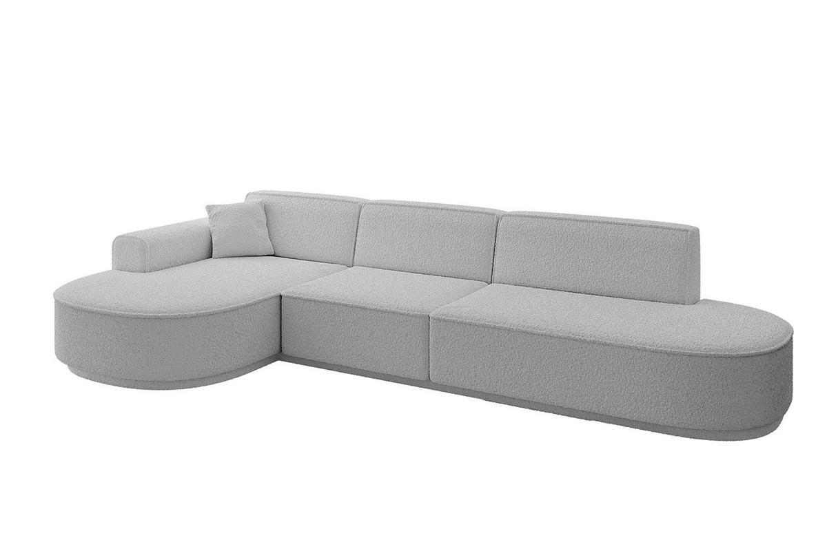 ECKSOFA Ottomane Links MARI-L2 - 317x163x81 cm Hellgrau Bouclé - Hellgrau/Schwarz, Holzwerkstoff/Kunststoff (165/321cm) - ALTDECOR