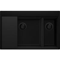 SPÜLBECKEN Oslo Duo, 2-er set Alles Schwarz 78/50 cm 2 Becken + Ablauf-Set + Schneidebrett ab 80er Unterschrank - Schwarz, Kunststoff (78/20/50cm) - Primagran