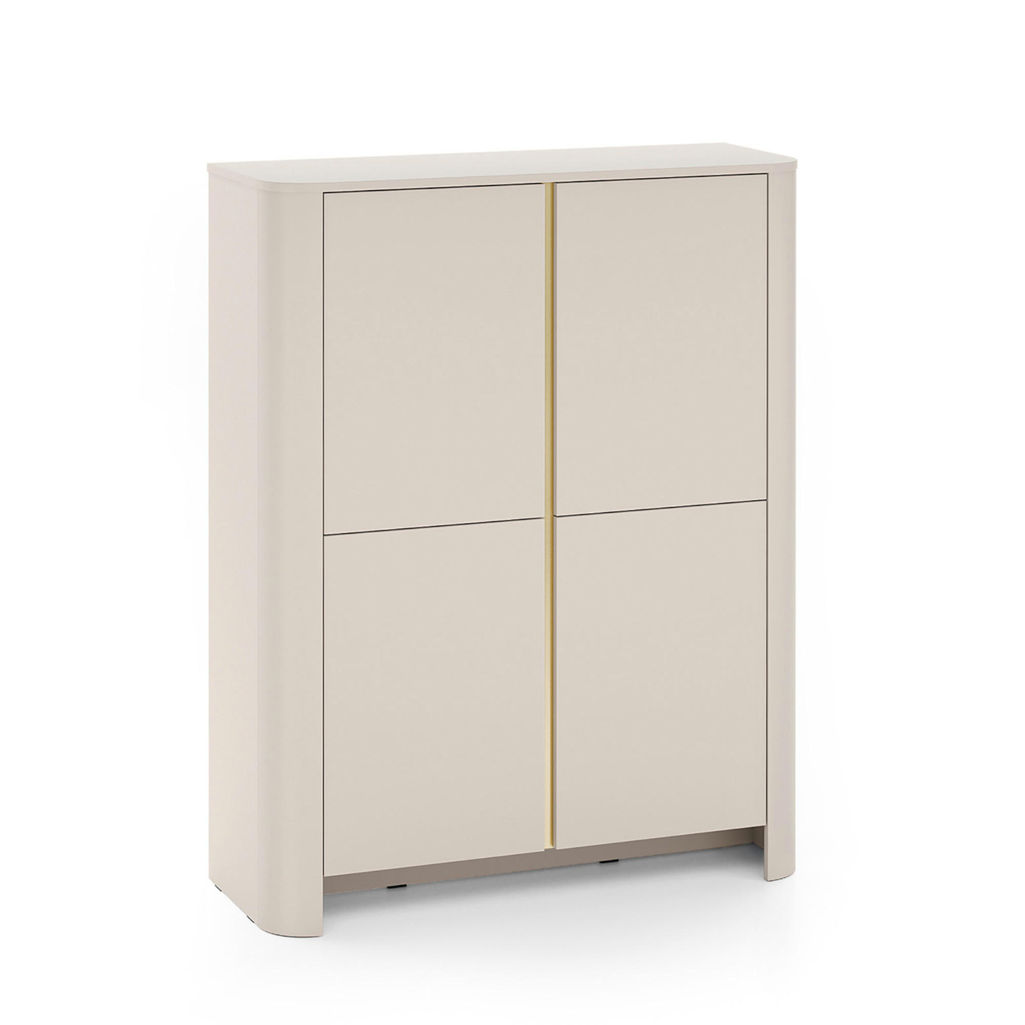 SIDEBOARD AMOS KOM1-4D Abgerundeter Korpus, Kaschmir - Kaschmir, Holzwerkstoff/Kunststoff (103/132/39cm) - Komodee