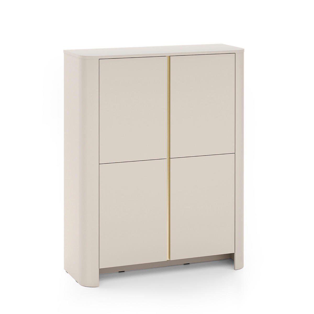 SIDEBOARD AMOS KOM1-4D Abgerundeter Korpus, Kaschmir - Kaschmir, Holzwerkstoff/Kunststoff (103/132/39cm) - Komodee