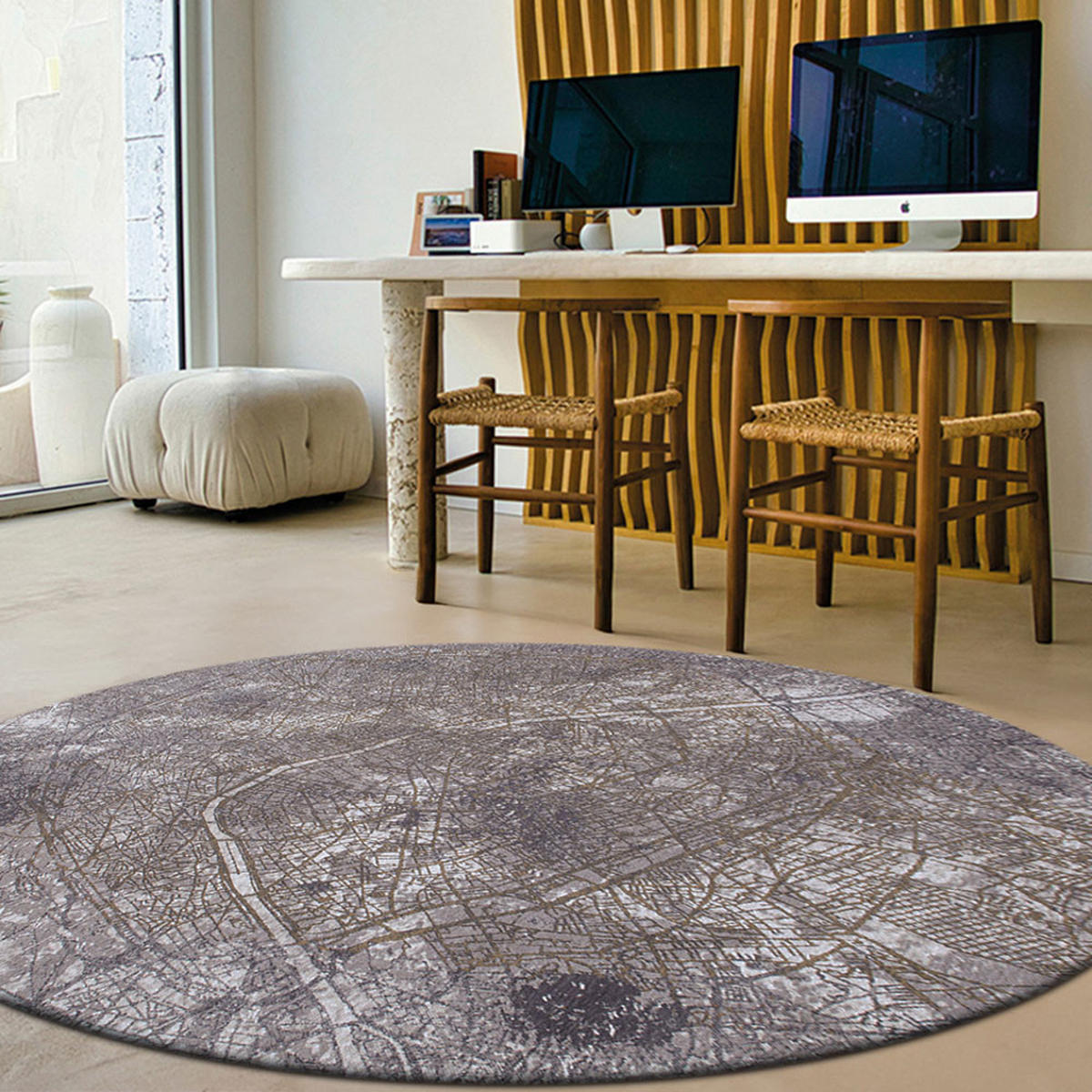 TEPIH Space Trip Cities Paris 240/240 cm - siva, tekstil/plastika (240/240cm) - Louis De Poortere