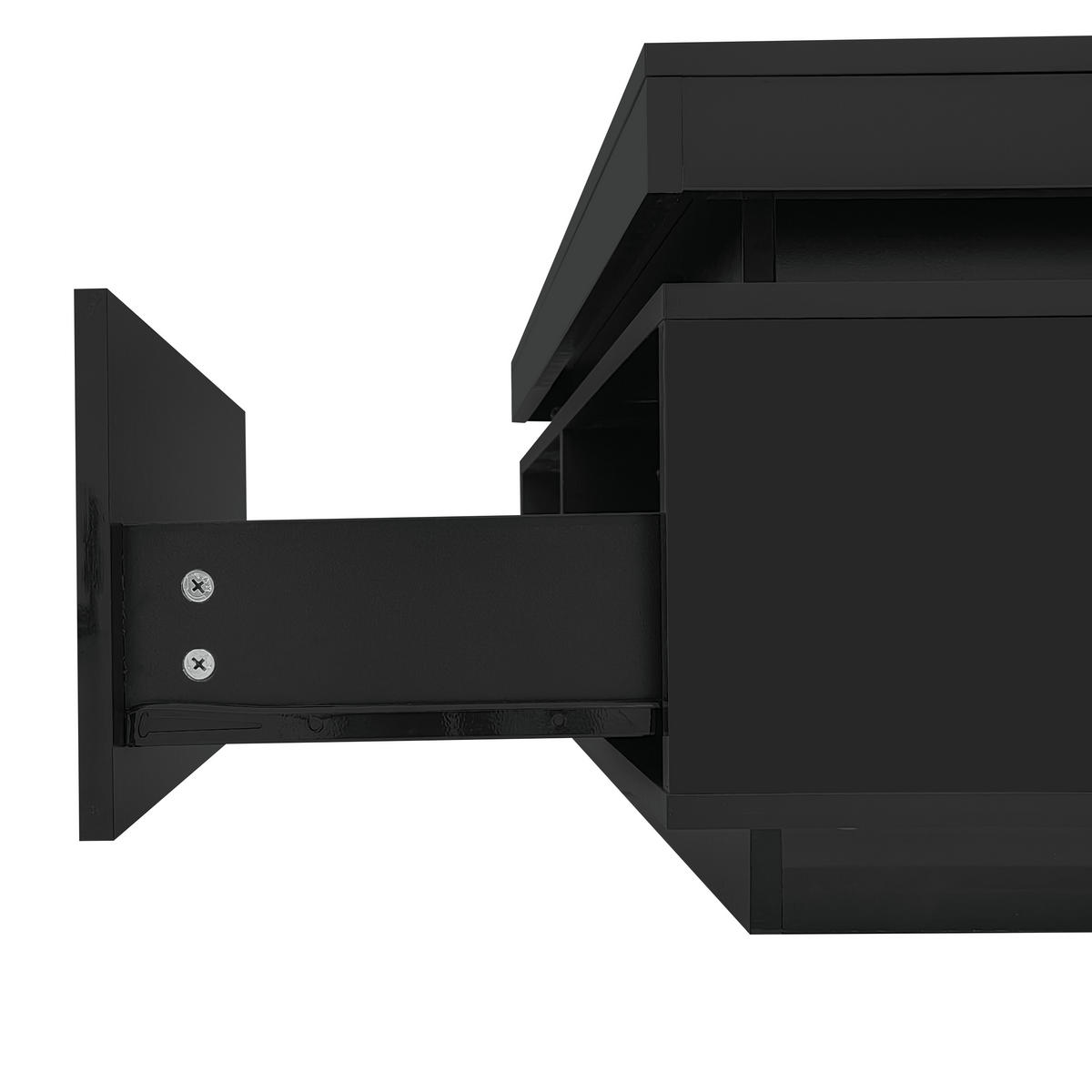 COUCHTISCH 100/50/40,3 cm Schwarz mit LED-Beleuchtung und Schublade - Schwarz, Holzwerkstoff (100/50/40cm) - OKWISH