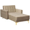 CHAISELONGUE Samtstoff sandbeige/gold Aberdeen - Beige/Goldfarben, Textil (107/83/168cm) - Beliani