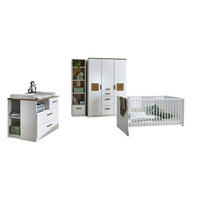 BABYZIMMER Gotland in Weiß, Plankeneiche und Hirnholz 7 teilig - Weiß, Holzwerkstoff (120/200/80cm)