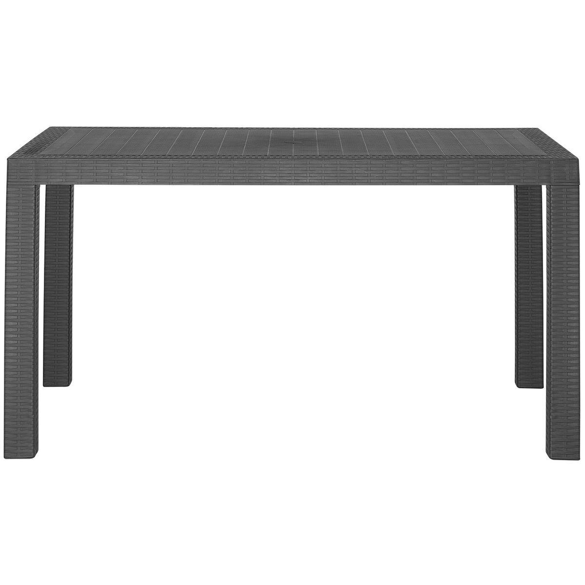 GARTENTISCH Rattanoptik graphitgrau 140/80 cm Fossano - Graphitfarben, Kunststoff (140/80/76cm) - Beliani