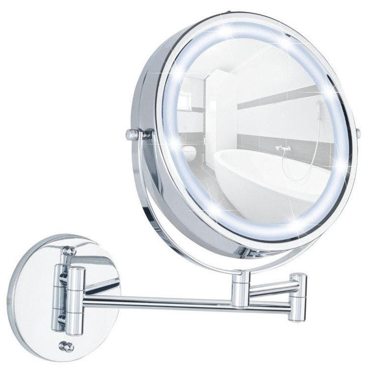LED-KOSMETIKSPIEGEL Wandmontage ohne Bohren Lumi - Silberfarben, Metall (25.5/32/35cm) - Wenko