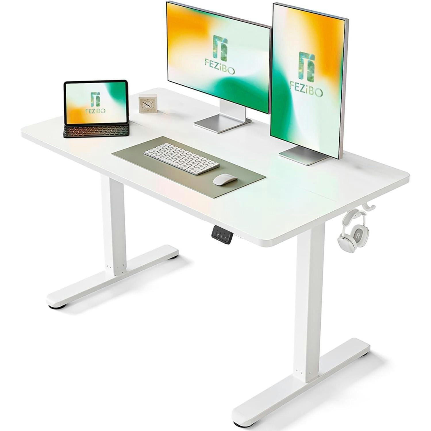 SCHREIBTISCH Höhenverstellbar Elektrisch Weiß 120 x 60 cm - Weiß, Metall (61/121.9/69.3cm)