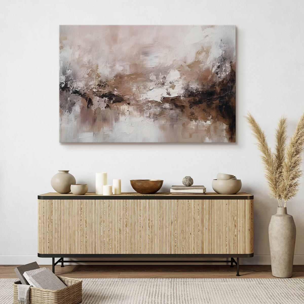 LEINWANDBILD Abstraktion Moderne Kunst 30/20 cm - Beige/Braun, Textil (30/20cm) - Muralo