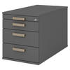 ROLLCONTAINER - mit 3 Schubladen 80/42,8/51,2 cm in Graphitfarben Streifengriff (Kunststoff) - Graphitfarben, Holzwerkstoff (42.8/51.2/80cm) - bümö