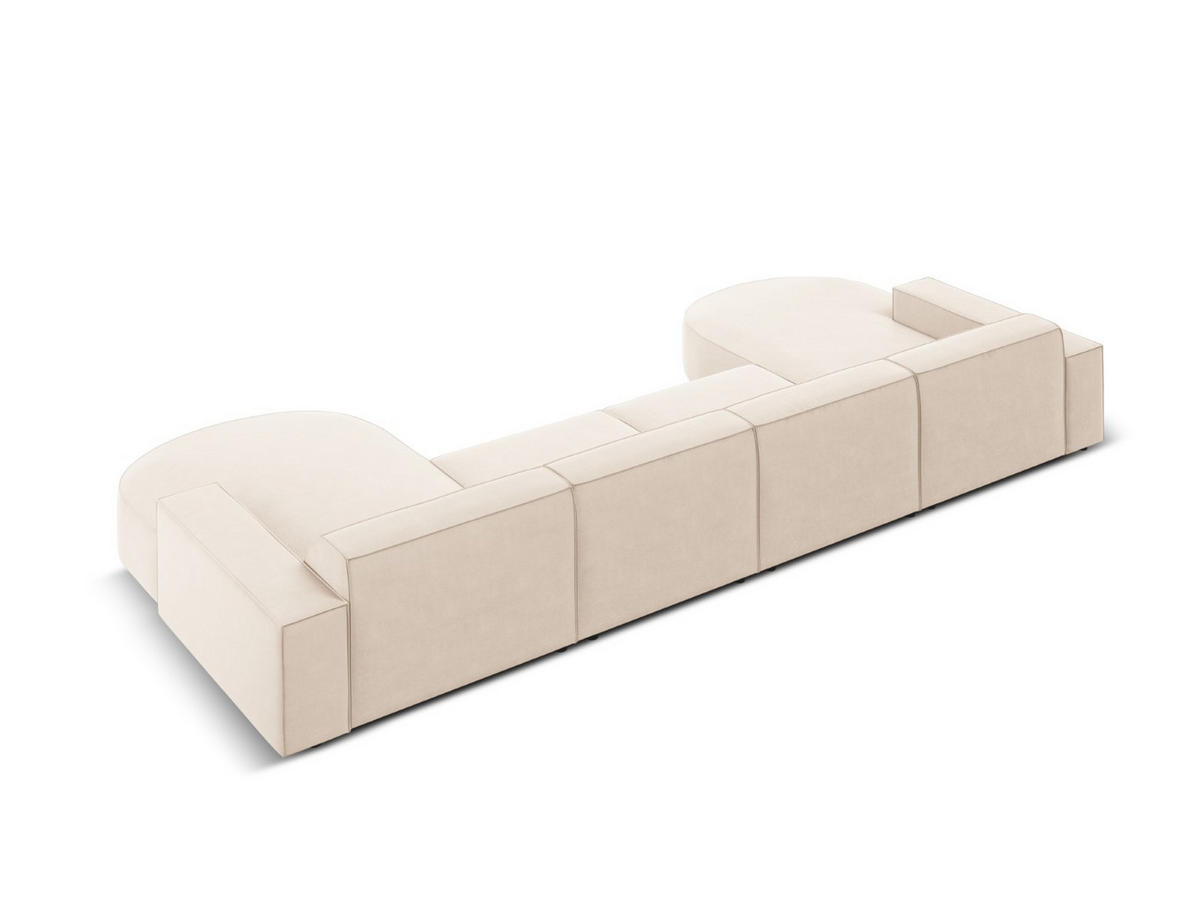 PANORAMASOFA Jodie aus Samt leichtes beige 6 Sitzplätze - Beige, Textil (166/70/364cm) - Micadoni