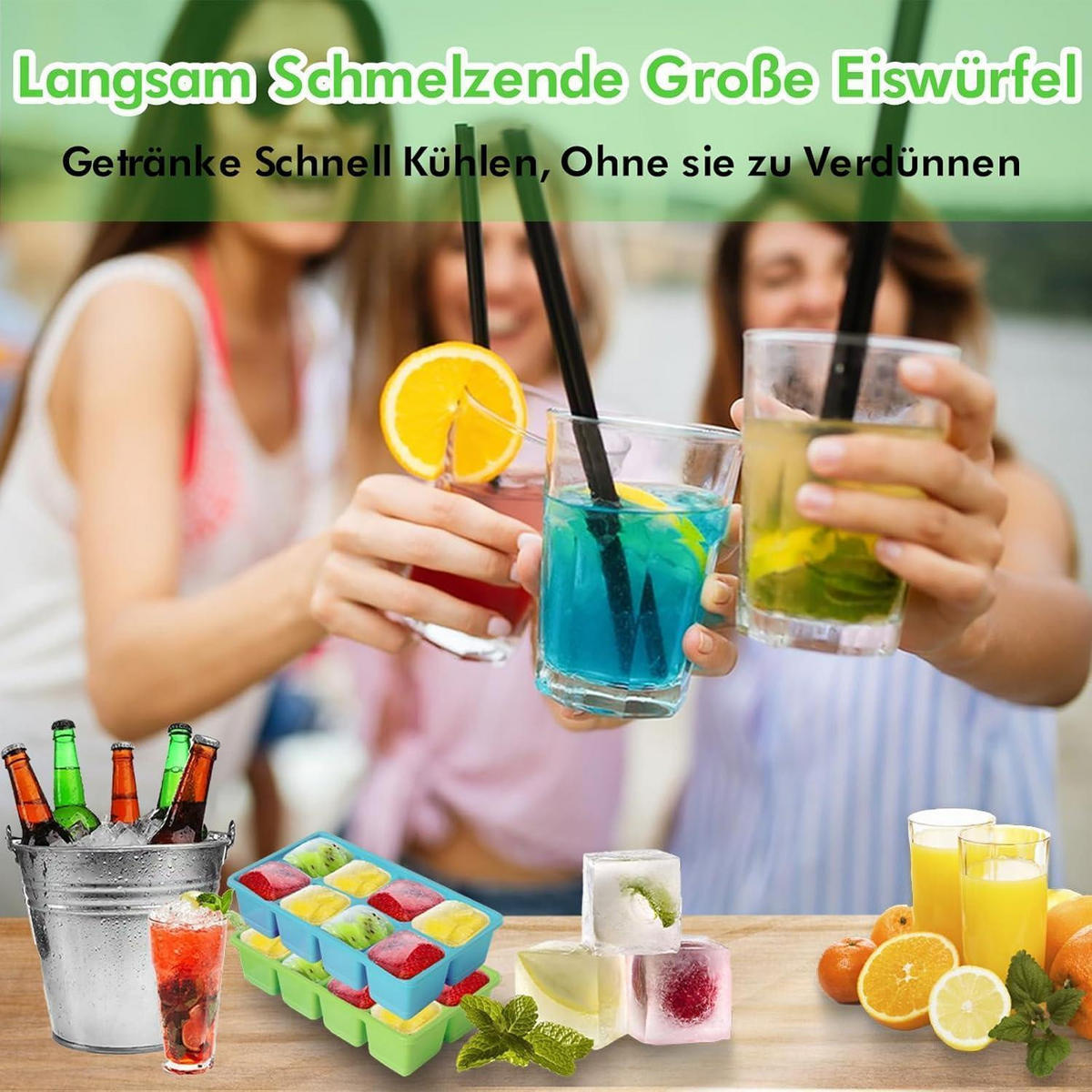EISWÜRFELFORM 2-teiliges Set Schwarz - Schwarz, Kunststoff (12/5/21cm)