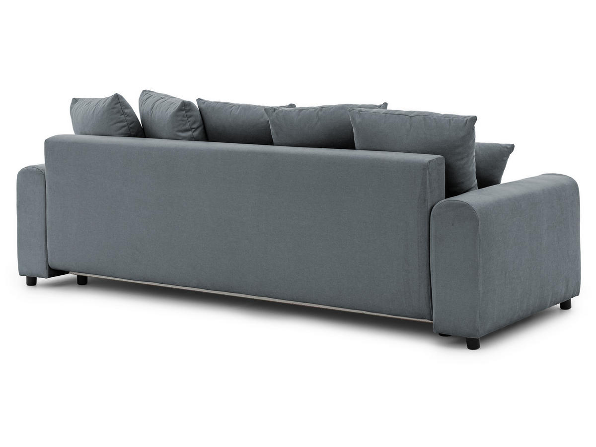 SCHLAFSOFA Calma mit Bettkasten im Bumpy-Design aus weichem Dunkelgrau Webstoff - Dunkelgrau/Schwarz, Holz/Kunststoff (239/88/98cm) - S-Style