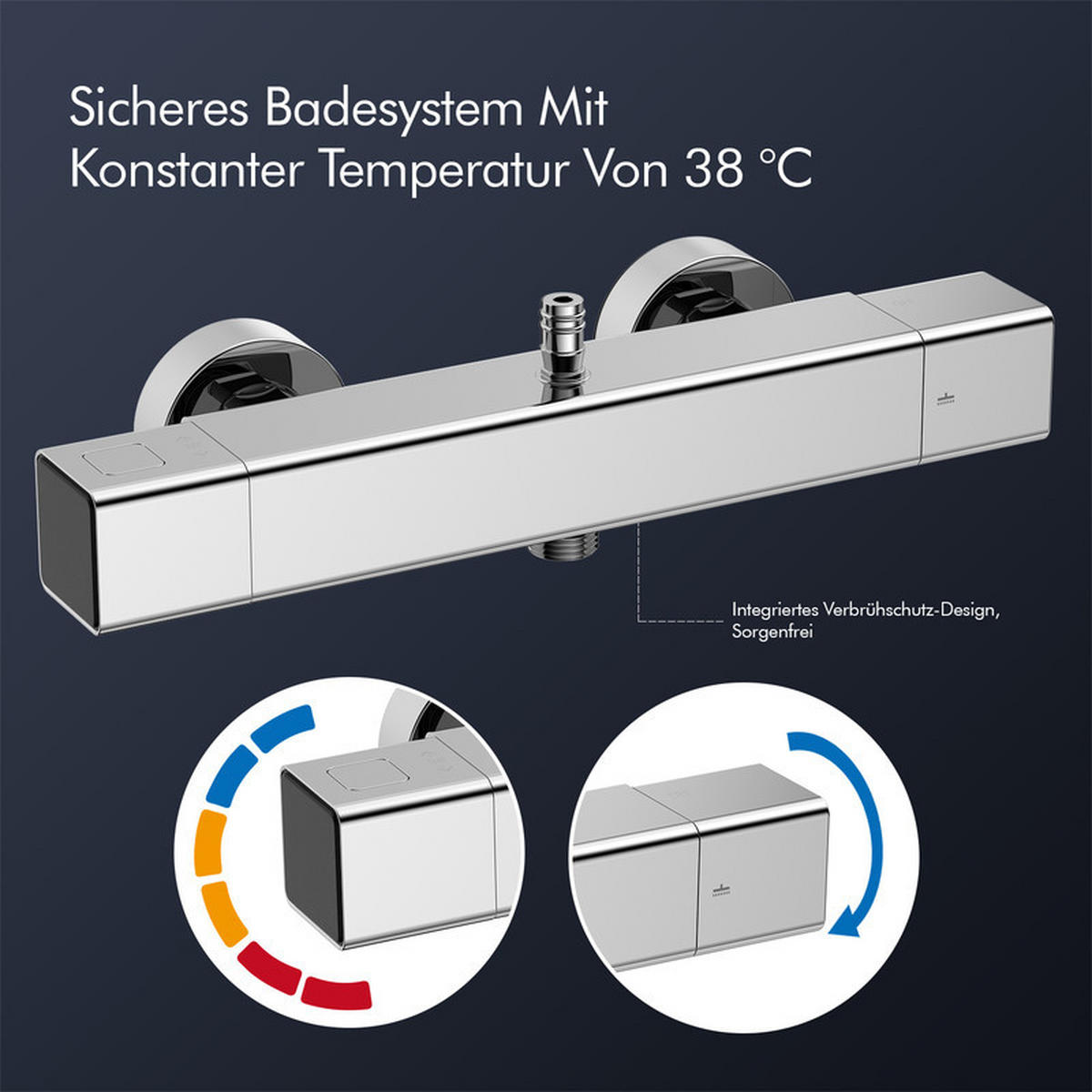 DUSCHSYSTEM Chrom Thermostat Regendusche Ablage - Chromfarben, Metall (39/13.8/85.5cm) - HOMELODY