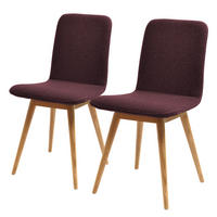 POLSTERSTUHL - Eiche massiv / Stoff, 2er-Set - Violett, Textil (45/85/60cm) - home24