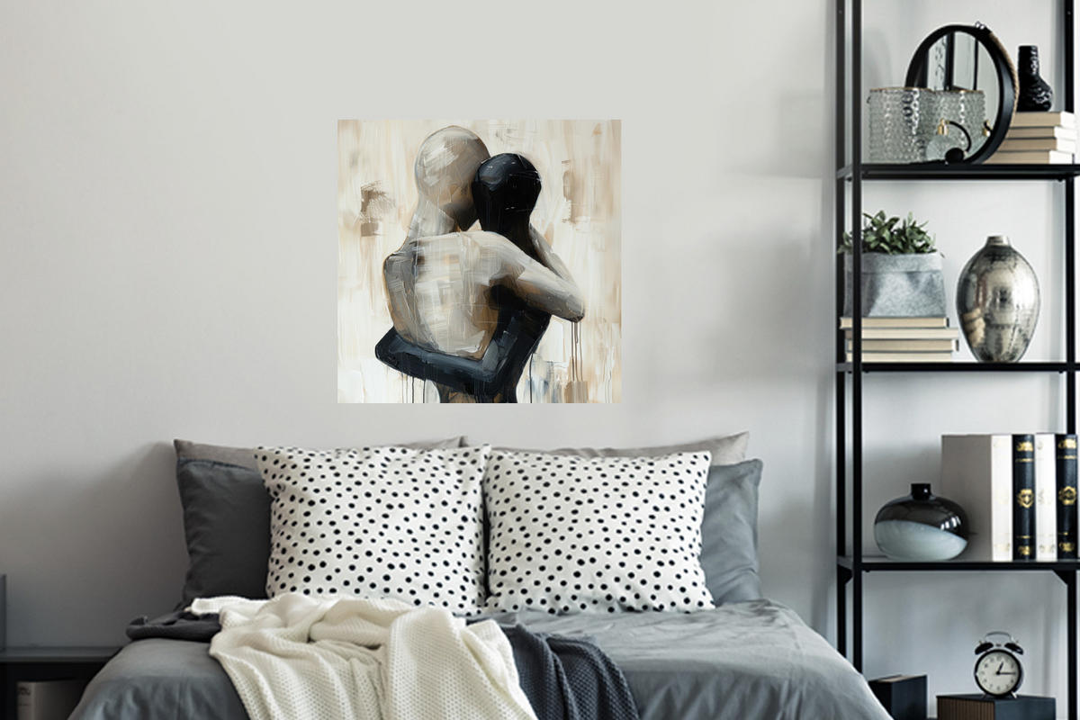 WANDTATTOO Abstrakt - Liebe - Schwarz und weiß - Modern 50x50 cm - Schwarz, Kunststoff (50/50/0.1cm) - MuchoWow