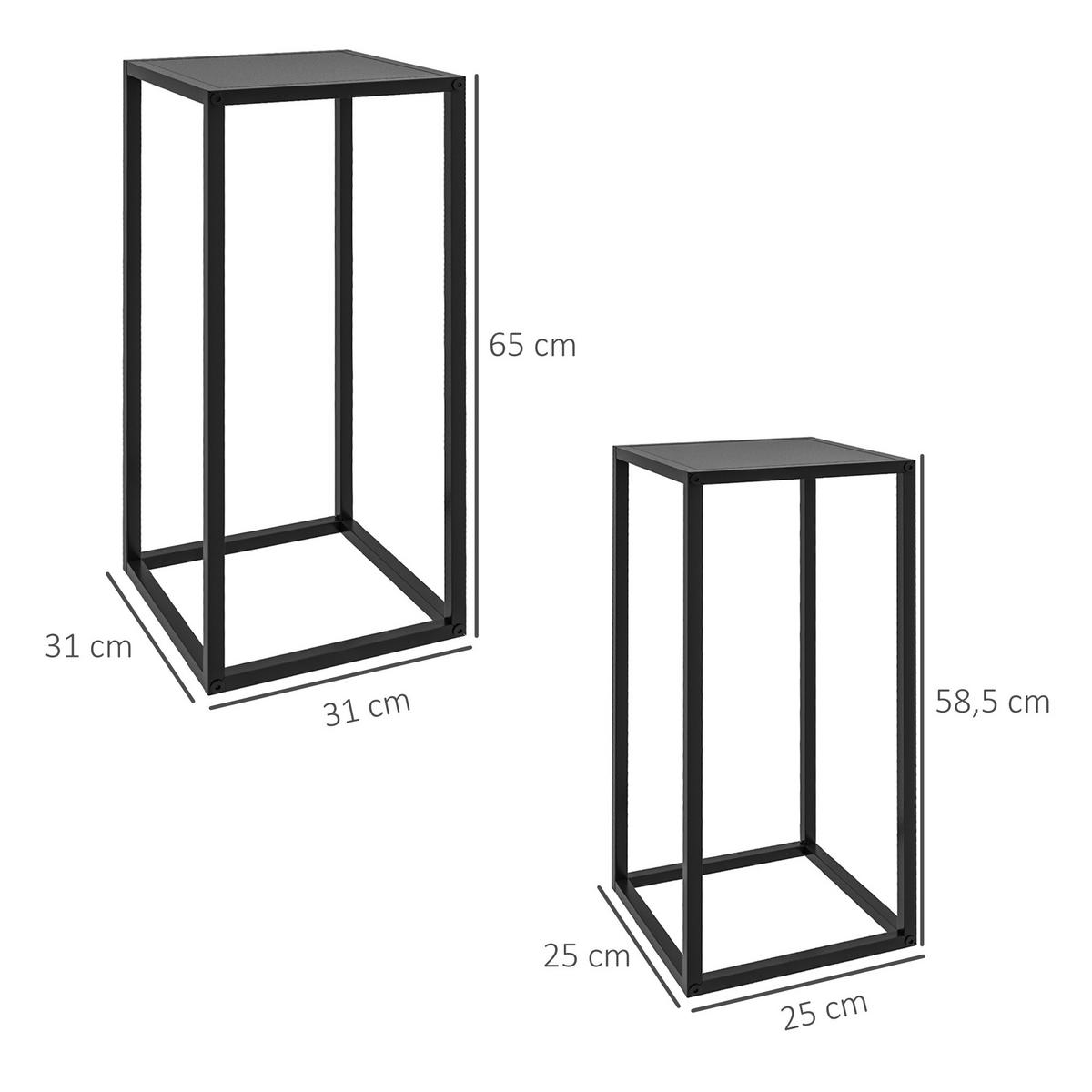 BLUMENSTÄNDER DE-05296 2er-Set, skandinavisches Design Schwarz - Schwarz, Metall (31/31/65cm) - ComfortXL