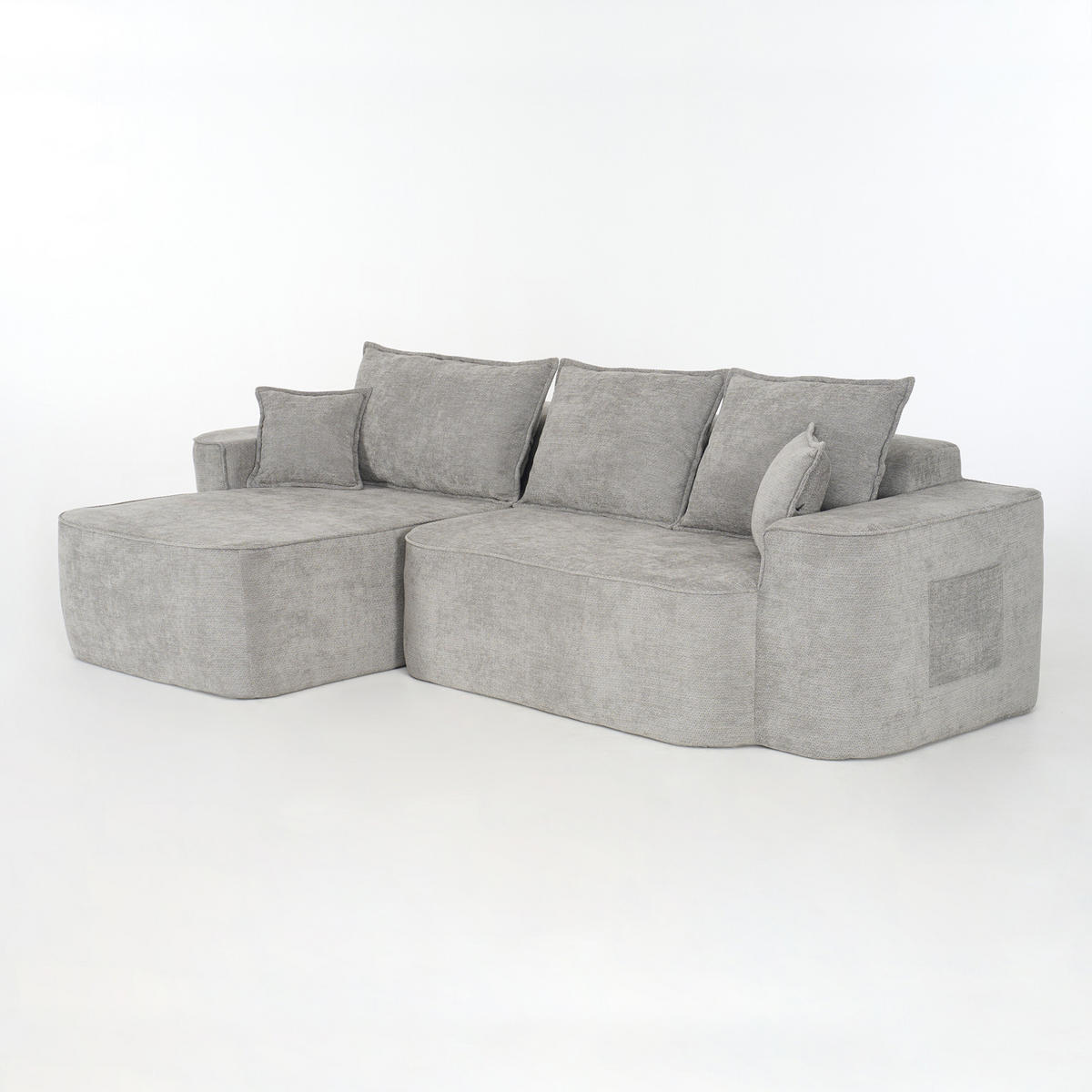 ECKSOFA 262/144/65 cm grau aus Chenille mit Modulfunktion - Grau, Textil (144/262cm) - OKWISH