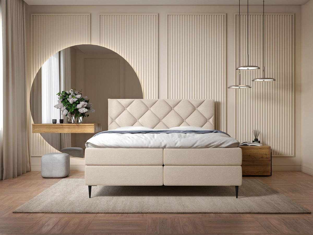 BOXBETT Letra - Chromfarben/Naturfarben, Holz/Textil (140/200cm) - MIRJAN24