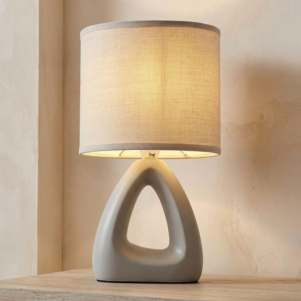 LED TISCHLEUCHTE Keramik Grau - Grau, Textil (17/10/30cm) - Globo Lighting