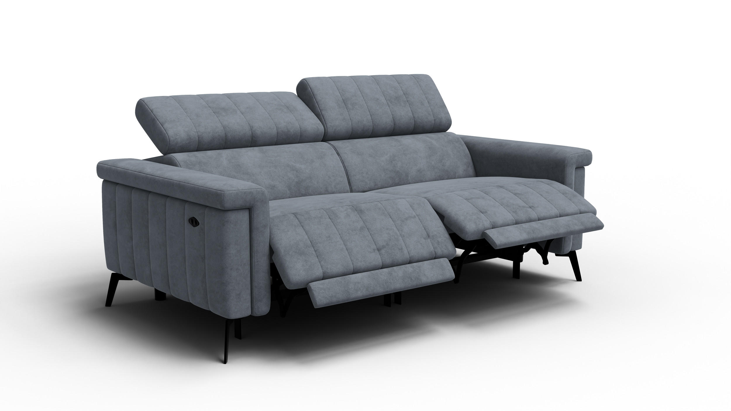 RELAXSOFA NORDEL 3-Sitzer, dunkelgrau - Dunkelgrau/Schwarz, Holz/Textil (194/80/105cm) - Courtois Laville