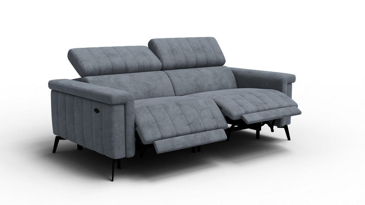 RELAXSOFA NORDEL 3-Sitzer, dunkelgrau - Dunkelgrau/Schwarz, Holz/Textil (194/80/105cm) - Courtois Laville