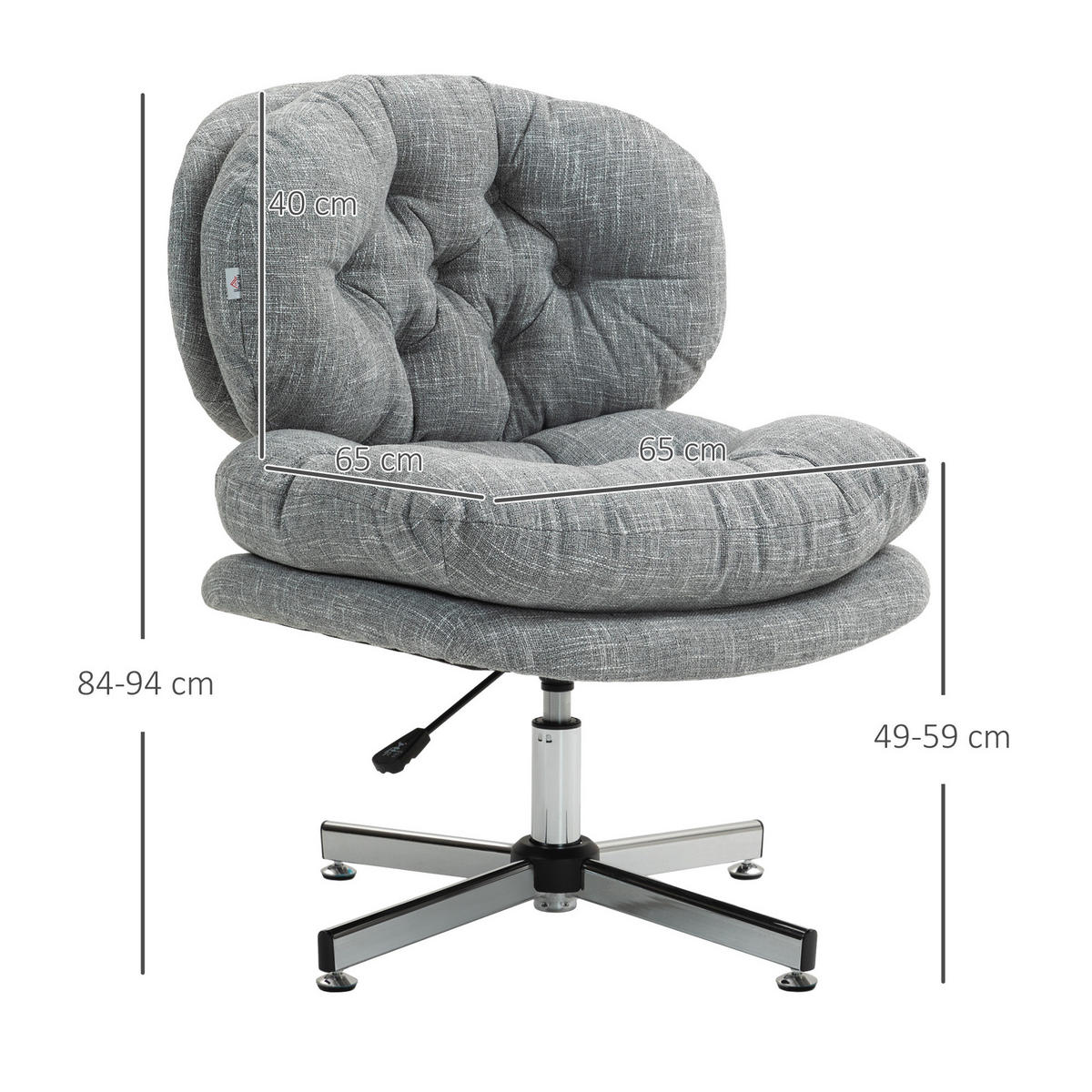 BÜROSTUHL mit Wippfunktion höhenverstellbar Polyester Gray - Grau, Kunststoff (65/94/65cm) - Meubliv
