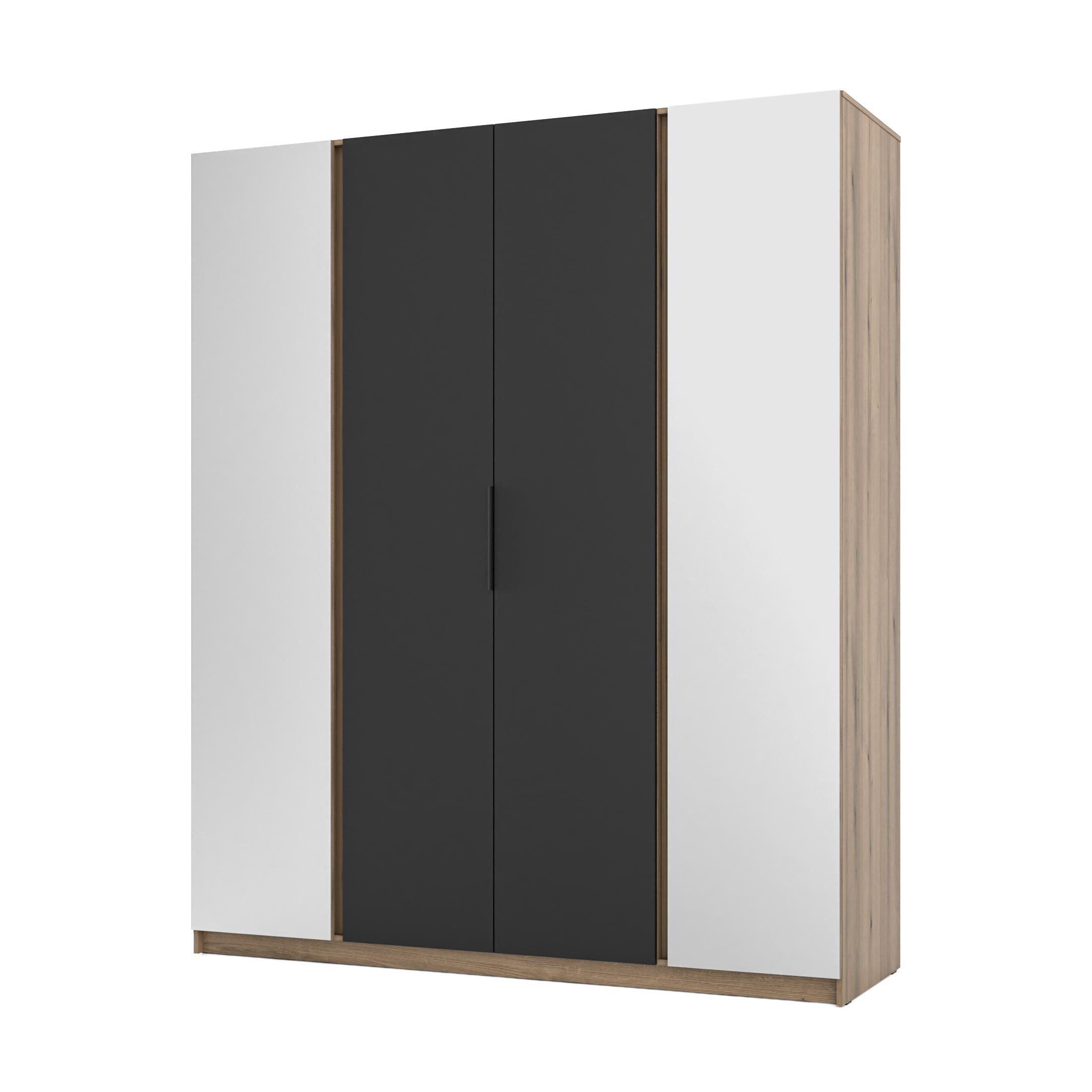 AX Living Kleiderschrank Eiche, Schwarz 200x239x61.9 cm