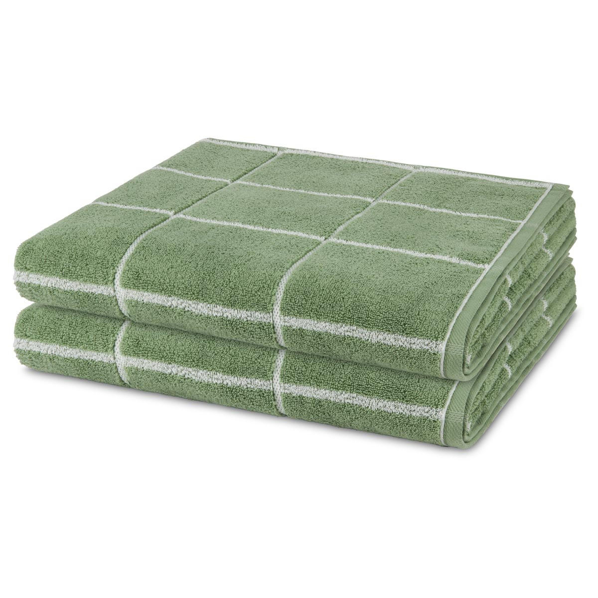 DUSCHTUCH Sensual Skin Karo 2er-Set - Grün, Textil (75/140cm) - Ross