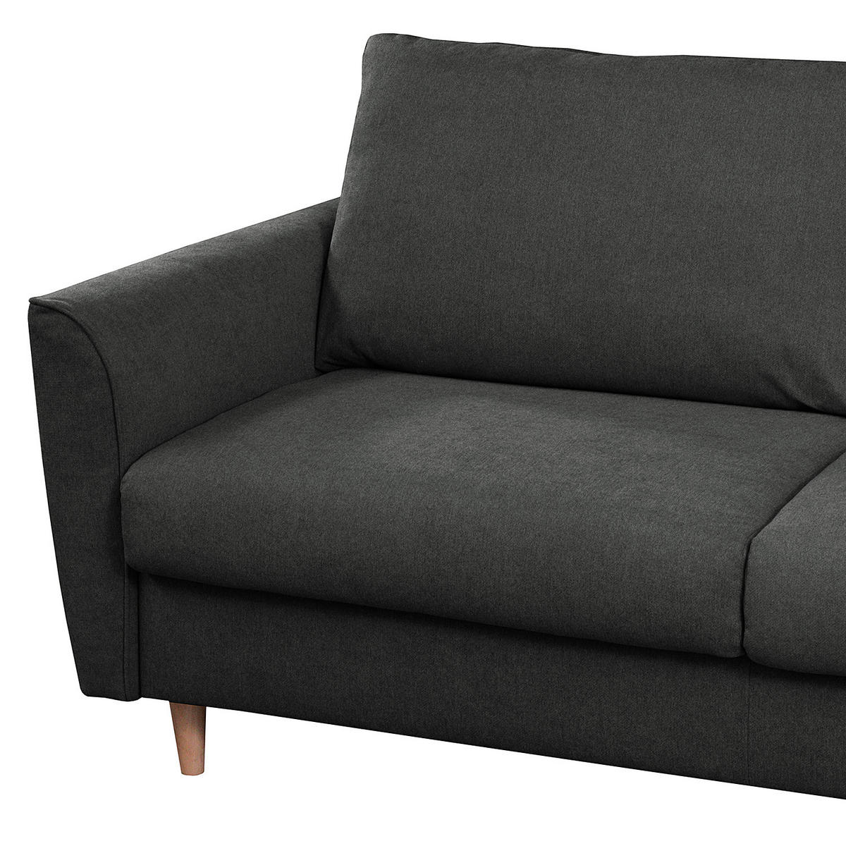 SCHLAFSOFA mit Matratze - Webstoff - Anthrazit/Buchefarben, Buchenholz/Textil (195/90/102cm) - home24