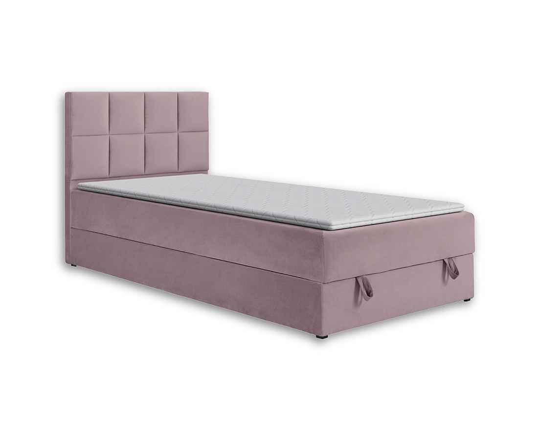 BOXBETT PETER 120/200 in Velours Rosa - Rosa, Holz/Holzwerkstoff (120/200cm) - Deine Möbel 24