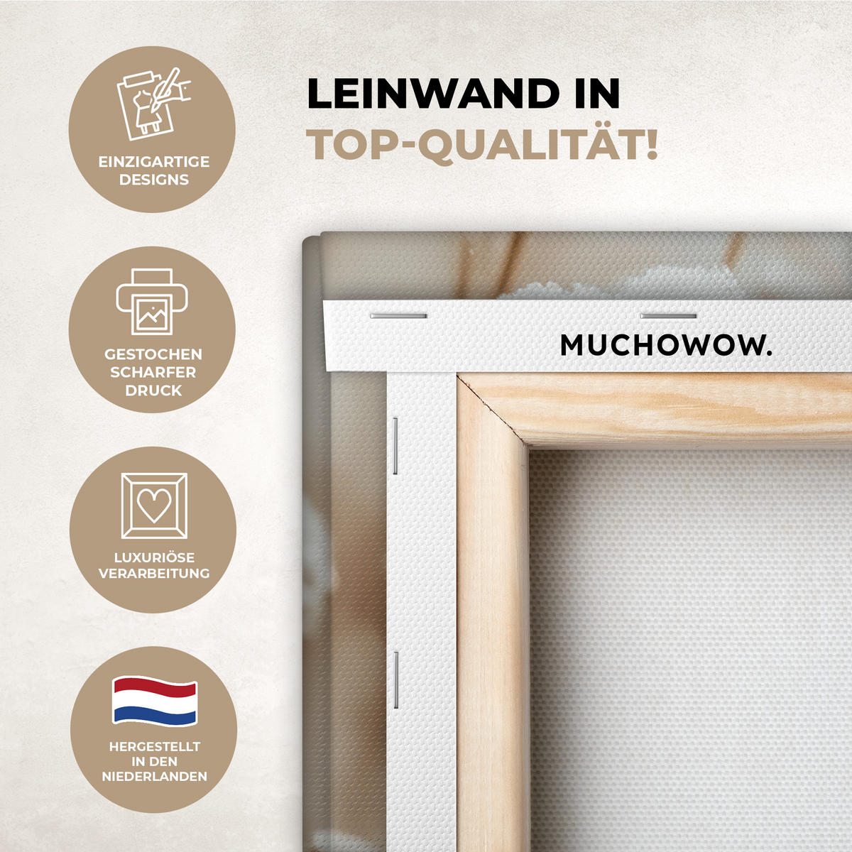 LEINWANDBILD Blumen - Winter - Weiß - Schnee - Beige 30x20 cm - Creme, Textil (30/20cm) - MuchoWow