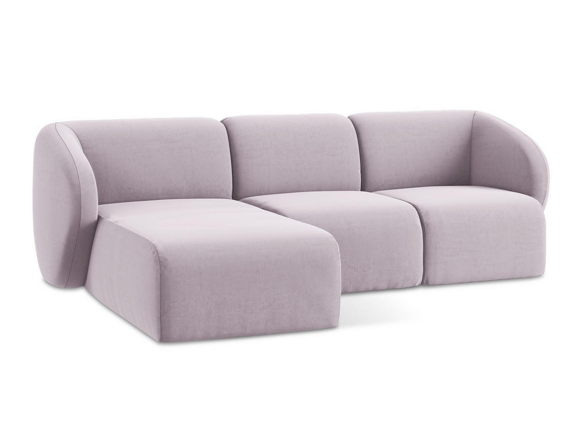 ECKSOFA Links Samt Stoff Violett - Flieder/Schwarz, Holzwerkstoff/Kunststoff (248/166cm) - Makamii