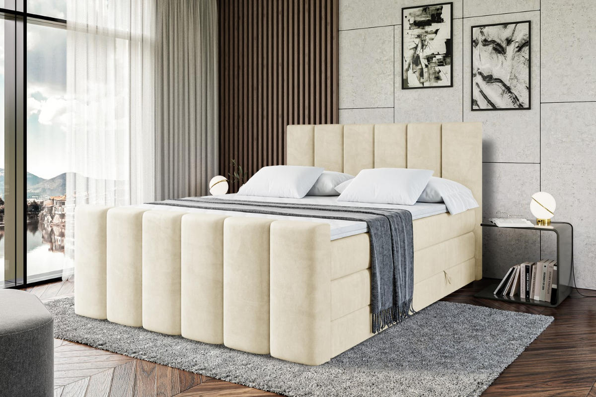 BOXSPRINGBETT BOXI1-Z KING - 160x200 - H3/H4 - Beige - Beige, Holzwerkstoff (160/200cm) - ALTDECOR