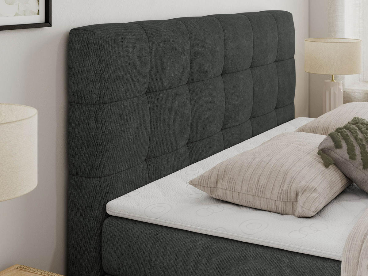 BOXSPRINGBETT LUKA KING 120/200 Dunkelgrau Struktur - H3 - Dunkelgrau, Holz/Textil (120/200cm) - MKS