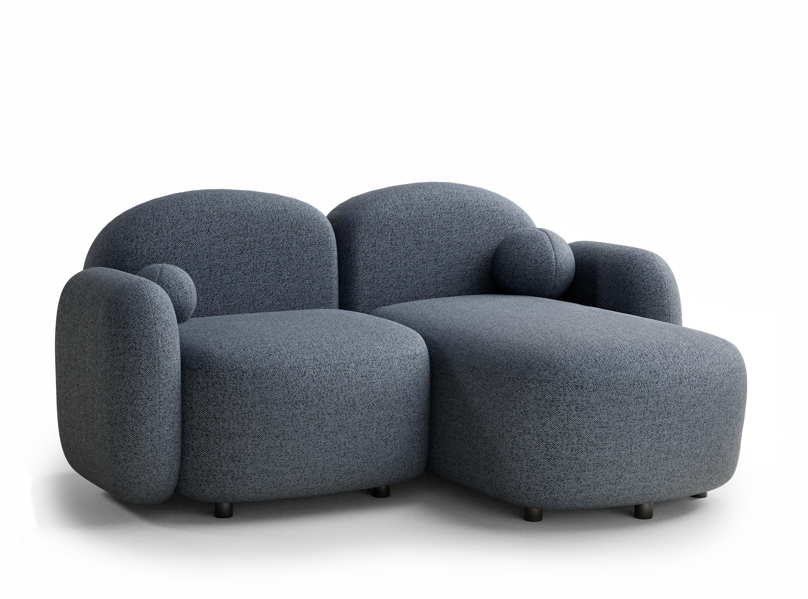 ECKSOFA Bahama Blau Grau Webstoff - Blaugrau/Schwarz, Holz/Holzwerkstoff (190/146cm) - Maison de Reve