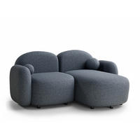 ECKSOFA Bahama Blau Grau Webstoff - Blaugrau/Schwarz, Holz/Holzwerkstoff (190/146cm) - Maison de Reve