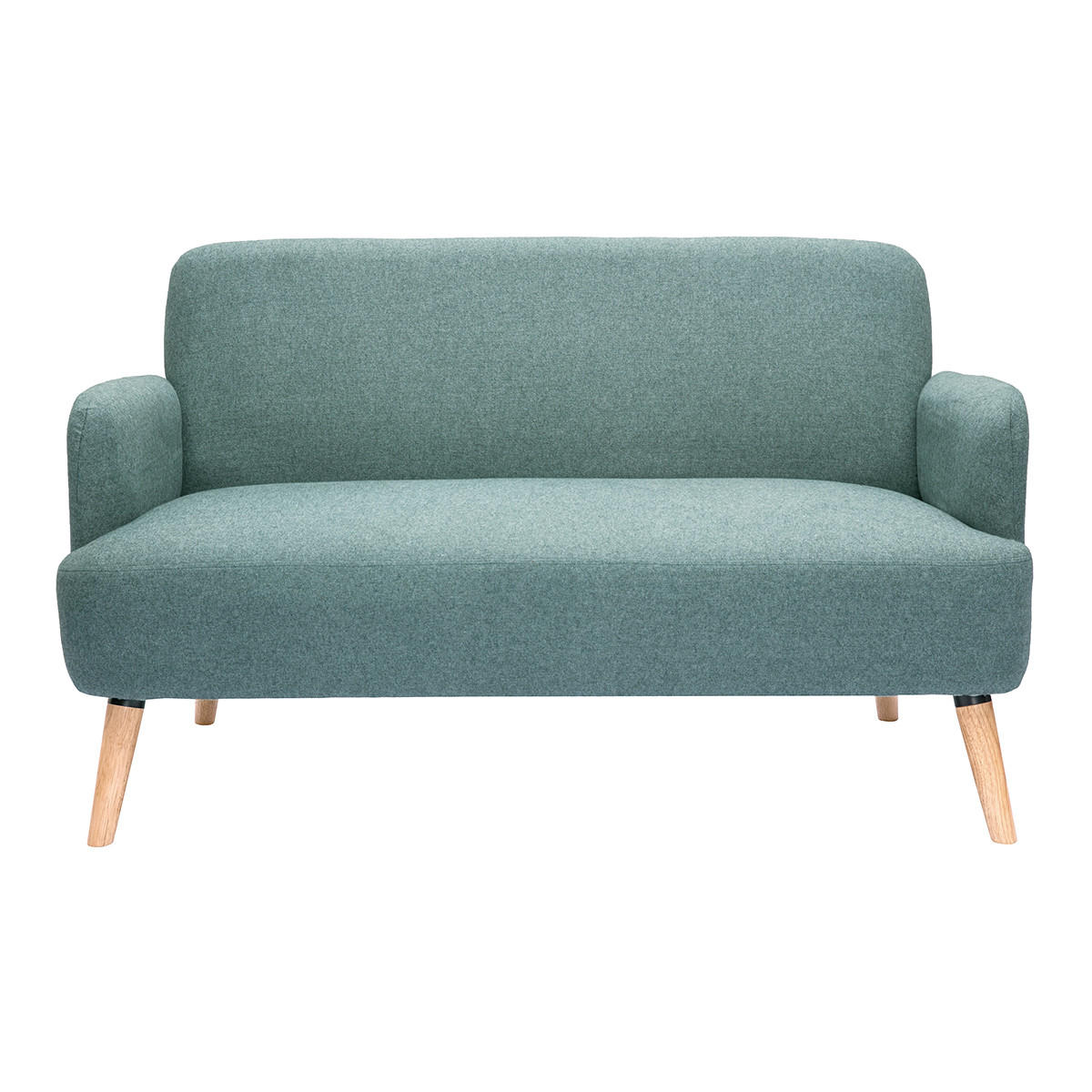 SOFA 2-Sitzer GrÙngrauer Stoff Helles Holz ISKO - Blaugrau, Textil (131/81/76.5cm) - Miliboo