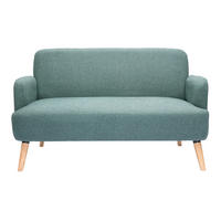 SOFA 2-Sitzer GrÙngrauer Stoff Helles Holz ISKO - Blaugrau, Textil (131/81/76.5cm) - Miliboo