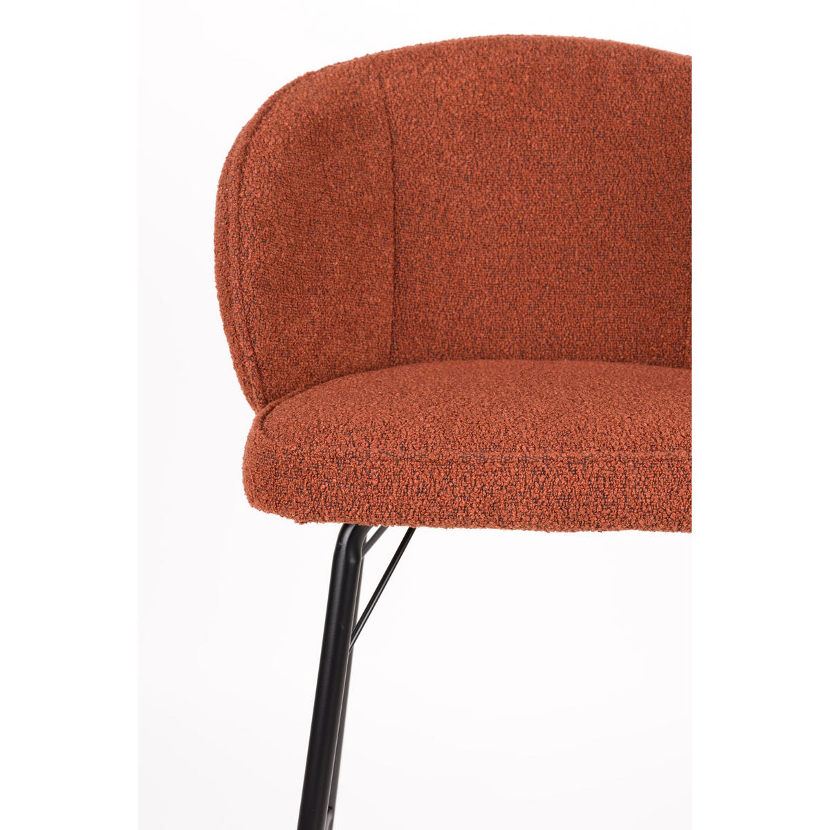 BARHOCKER Joa mit Rückenlehne 75 cm Bouclé Terra - 2 er Set - Rot/Braun, Kunststoff (52/100/50cm) - Housecraft Living