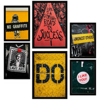 POSTER Set Mit 6 Street Art Sätze Urban Graffiti A3 & A4 Schwarzer Rahmen - Schwarz, Papier (29/3cm) - Nacnic