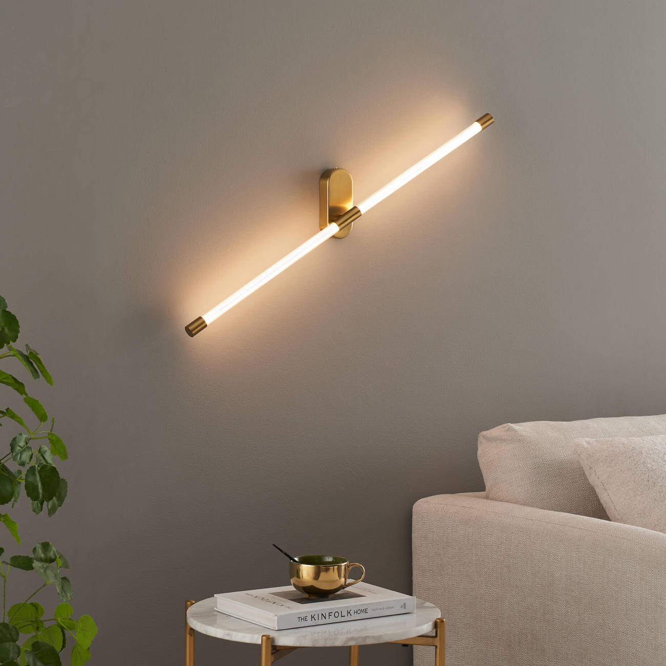 WANDLEUCHTE Natys, Transparent und goldfarben, 80cm - Transparent, Metall (6/80/7cm) - KOSILUM