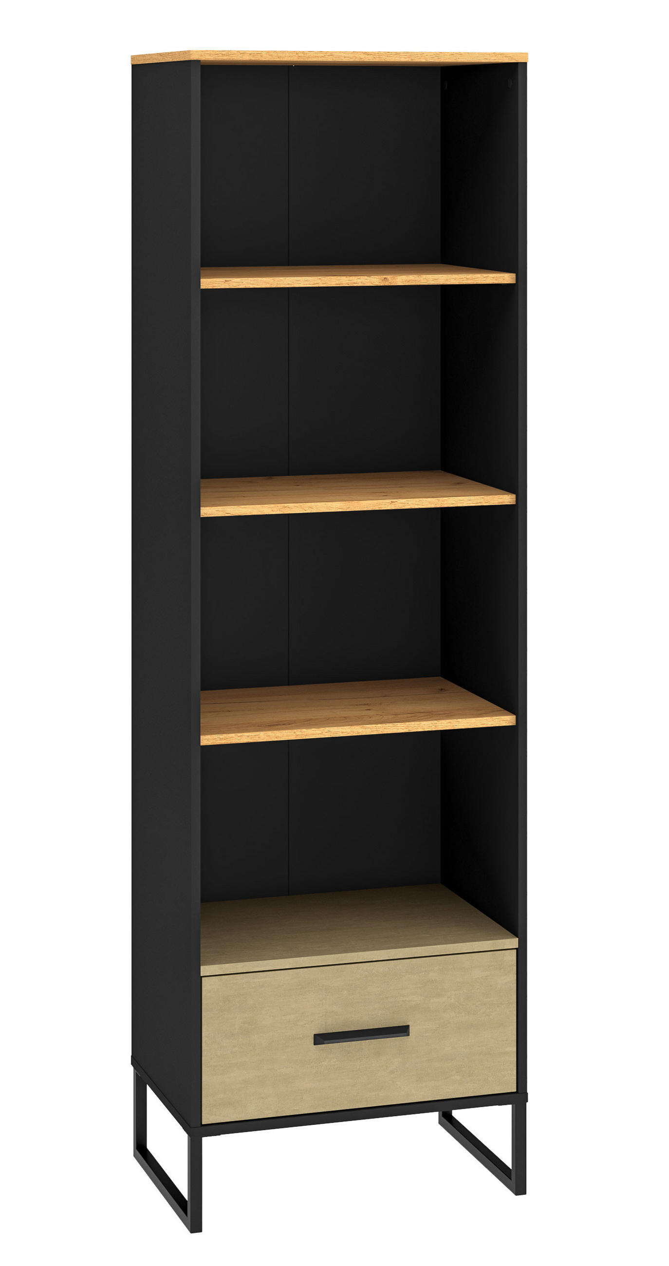 BÜCHERREGAL Colt schwarz / Craft Gold Eiche / Premium Steel 58 / 40 / 190cm - Grau, Holz/Holzwerkstoff (58/190/40cm) - Feldmann-Wohnen