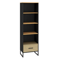 BÜCHERREGAL Colt schwarz / Craft Gold Eiche / Premium Steel 58 / 40 / 190cm - Grau, Holz/Holzwerkstoff (58/190/40cm) - Feldmann-Wohnen