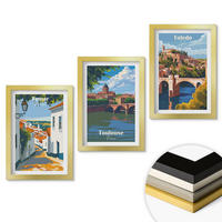 WANDBILDER 3er Set - 20x30 cm Goldrahmen - Retro-Stadtgrafiken - Goldfarben, Kunststoff (20/30cm) - ArtPrintCave