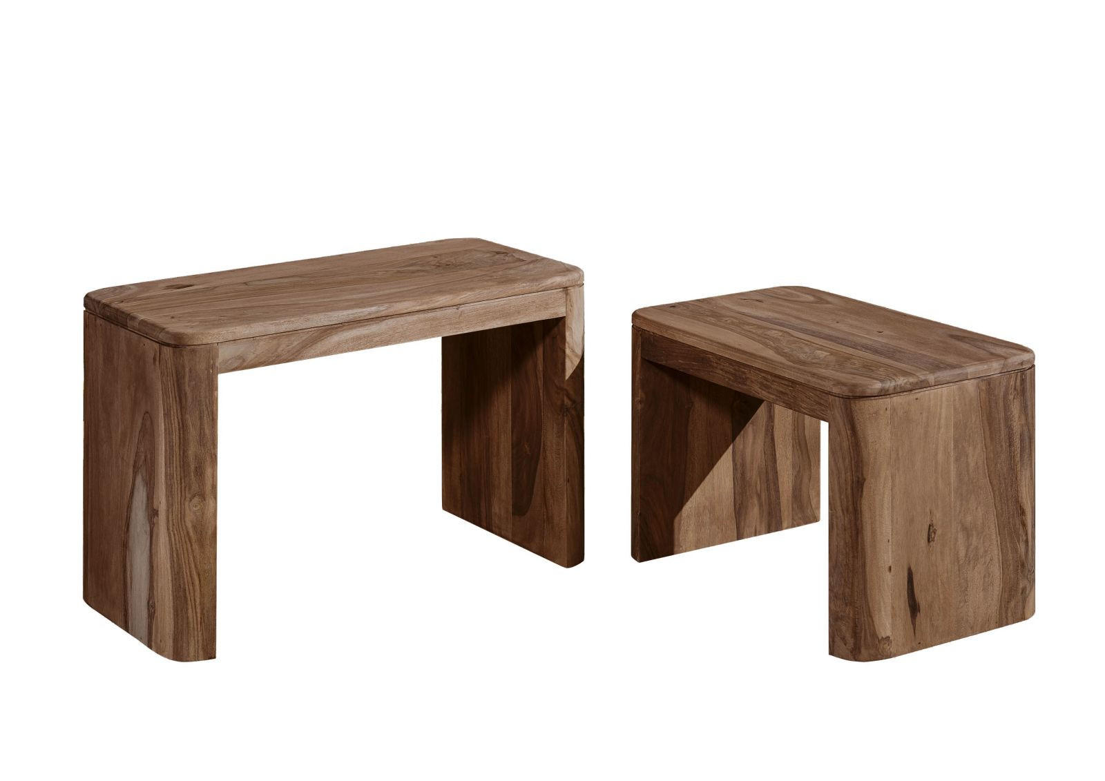 BEISTELLTISCH Sheesham 59x30x41 rot-braun gebeizt TORONTO #144 - Dunkelbraun, Holz (30/59/41cm) - Massivmoebel24