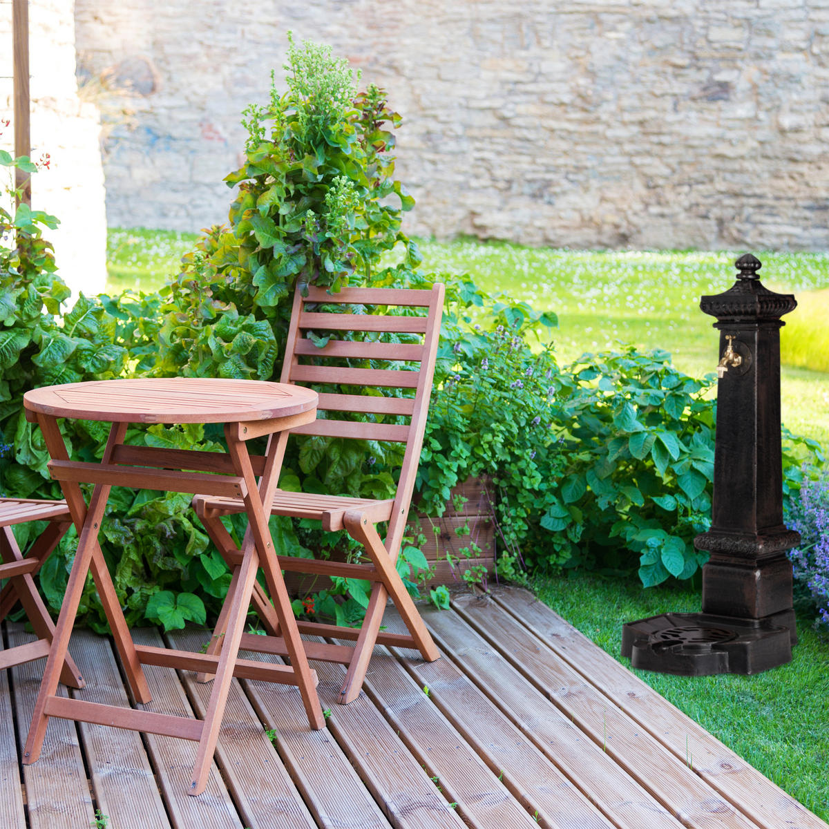 STANDBRUNNEN - Dunkelbraun, Metall (47/38/100cm) - Relaxdays